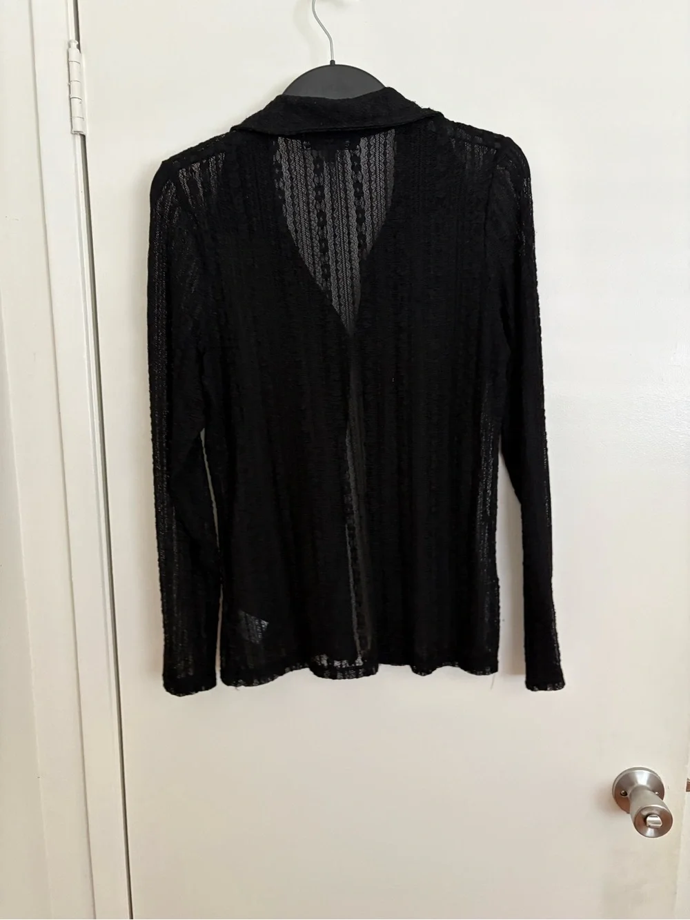 Absolutely Famous Black Sheer Knit Button Shirt